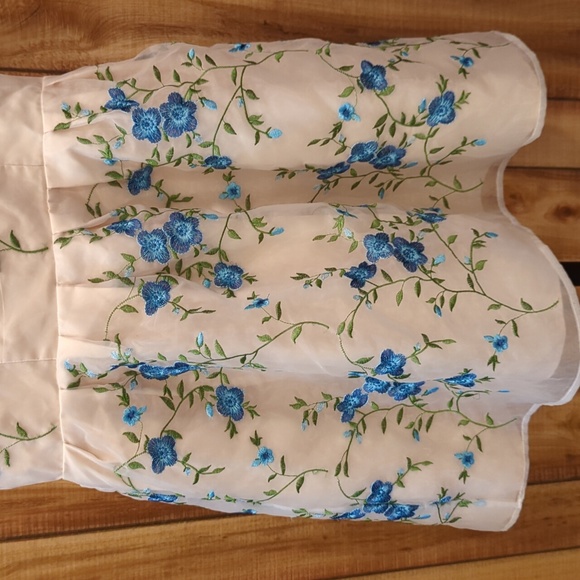 Modcloth Chi Chi London Floral Romantic Blue Tulle Dress Bridesmaid - Picture 3 of 7